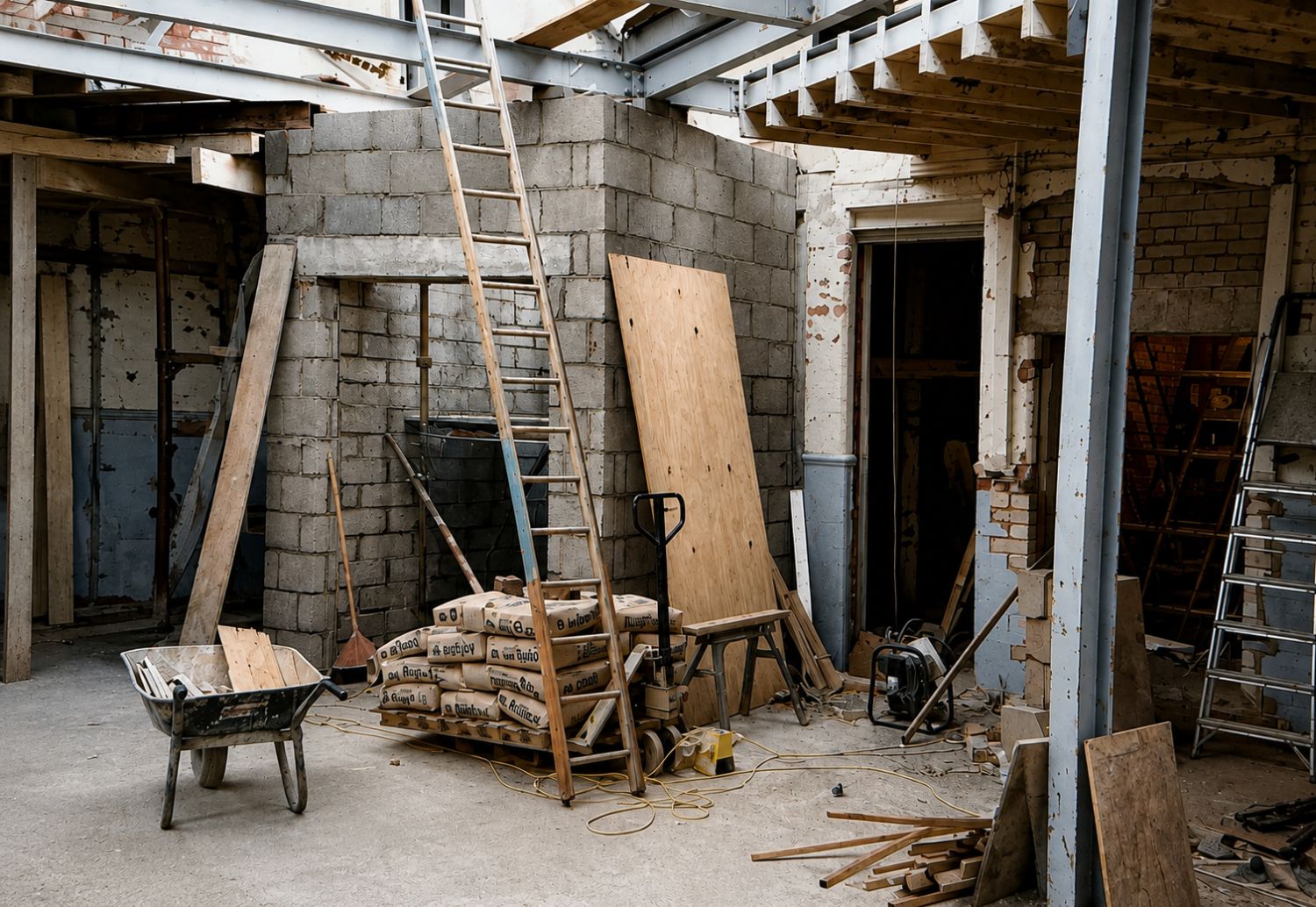 The lift shaft under construction