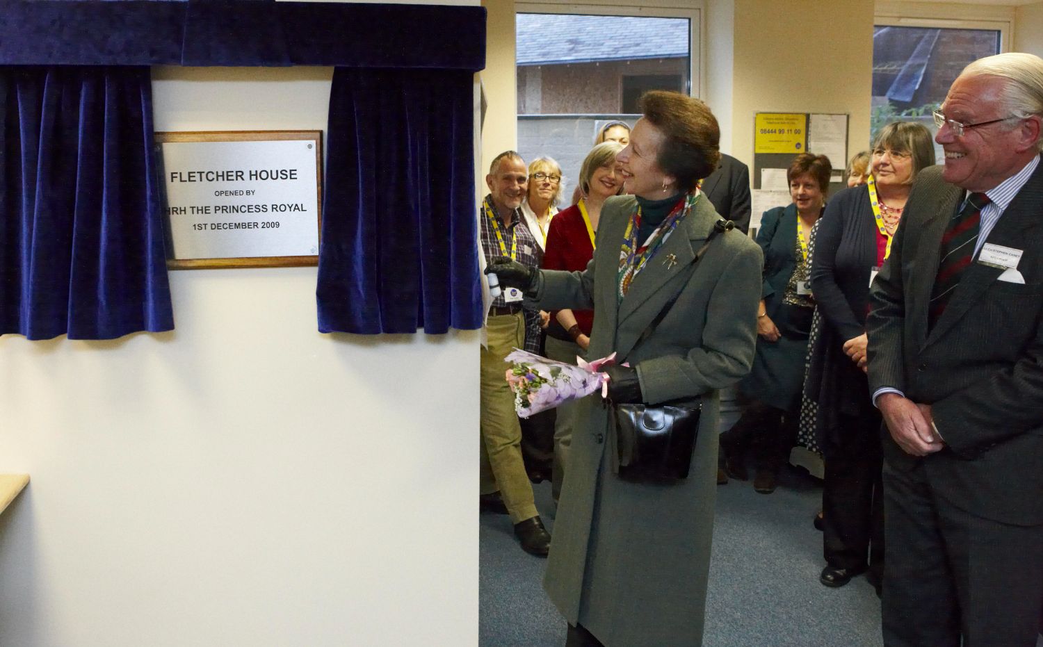 HRH The Princess Royal unveiling the Fletcher House plaque
